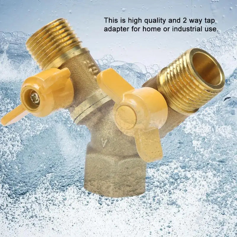 G1/2 Brass  2 Way Tap Adapter Garden Irrigation 2 Way Double Tap Hose Adapter Dual Faucet Connector Adapter