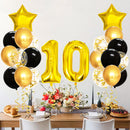 25pcs Gold Black Mixed Balloons 10th Birthday Party Decorations 10 Years Old Girl Boy Birthday Background Decor Anniversary