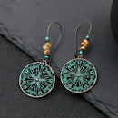 Vintage Bohemia Big Ear Hook Drop Earrings For Women Ethnic Geometric Leaf Wing Flower Hollow Round Boho Earings Antique Jewelry