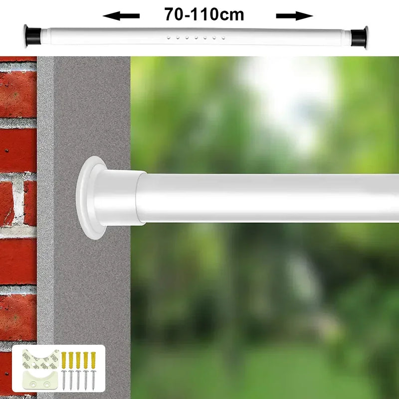 Curtain Rods Adjustable Drapery Rods Shower Curtain Rods No Drilling Non-Slip Telescopic Rod 70-360cm Optional