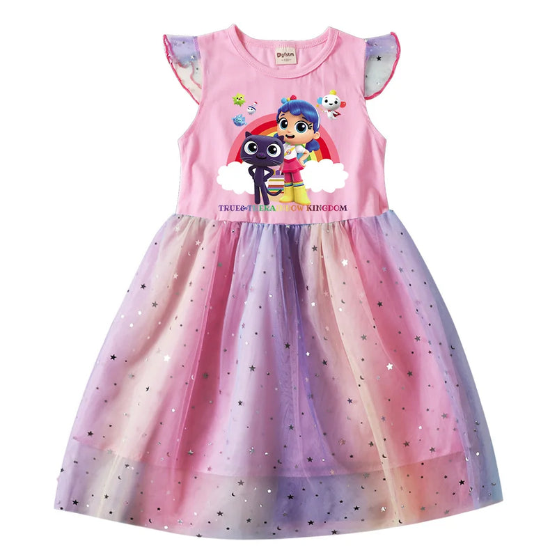 Cartoon True and The Rainbow Kingdom Costume Baby Girls Cute Summer Dress Kids Wedding Party Dress-up Children Princess Vestidos