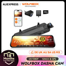 WOLFBOX G930 10 Inch Wifi Dash Camera 4K Car DVR FOV 140 Mirror Camera Dash Cam Car 24H Parking View Touch Screen Video Recorder