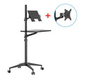 UT-2 Ergonomic Full Motion 2in1 Laptop Floor Stand Monitor Keyboard Support Height Adjust Moving Notebook Desk Home Office