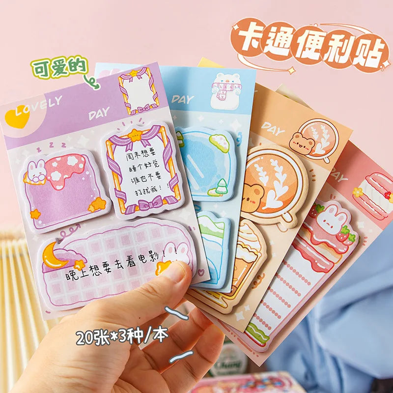 4 pcs/lot Kawaii Bear Rabbit Animals Memo Pad N Times Sticky Notes To Do List Planner Sticker Notepad Gift Stationery Decor