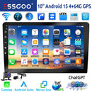 ESSGOO 7"/9"/10“ 2 DIN Android 14 4+64G Car Stereo Carplay Android Auto GPS Navi Bluetooth FM RDS Radio WIFI Touchscreen ChatGPT