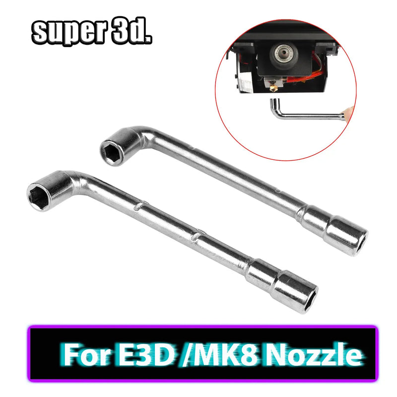 Pipe Socket Wrench L-shaped 6mm 7mm Perforated Elbow 7-shaped Hexagonal Double-Head Repair Tools For 3D Printer MK8/E3D Nozzle