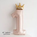 40inch Prince Crown Number Foil Balloons 1st Birthday Party Decorations Kids Boy Girl First One Year Anniversary Globos Supplies