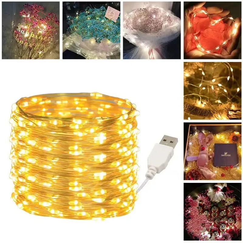 30M 10M Waterproof USB LED Lights String Copper Wire Fairy Garland Light Lamp Christmas Wedding Party Holiday Lighting wreath