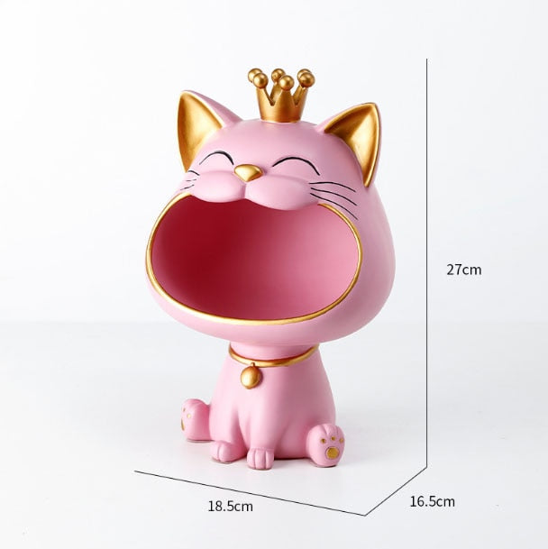 ERMAKOVA Lucky Cat Statue Sculpture Table Decoration Miniature Figurine Sundries Storage Box Modern Living Room Desk Home Decor