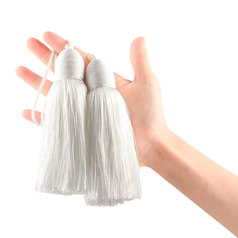 2Pcs Hanging Rope Tassels Sewing Bang Silk Fringe Trim Key Tassel for DIY Curtain Accessories Home Decoration Fringe Bag Gift