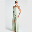 The Aurelian | Butter Yellow Mesh Strapless Pleated Evening Gown