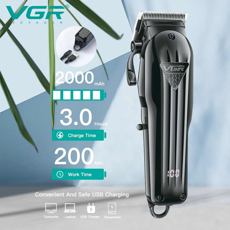 VGR Hair Cutting Machine Professional Hair Clipper Hair Trimmer Electric Shaver Adjustable Cordless Trimmer for Men USB V-282