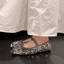 JOZHAMTA Size 34-43 Women Sparkly Glitter Ballet Flats Shoes Soft Sequin Low Heels Shoes 2025 Spring Dance Bling Bling Ins Dress
