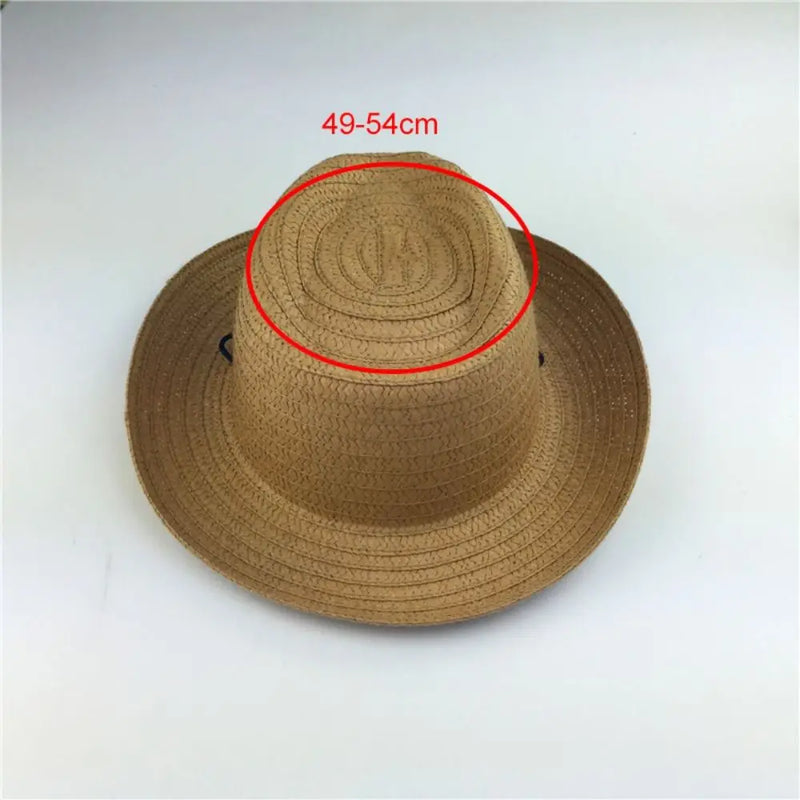 Kids Western Cowboy Hat Retro Sheriff Cap Sunscreen With Wind Rope Hat Boys Girls Horseback Riding Tourism Fishing Sunshade Cap