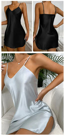 Women's small fresh short dress home casual breathable pajamas nightdress imitation silk home wear