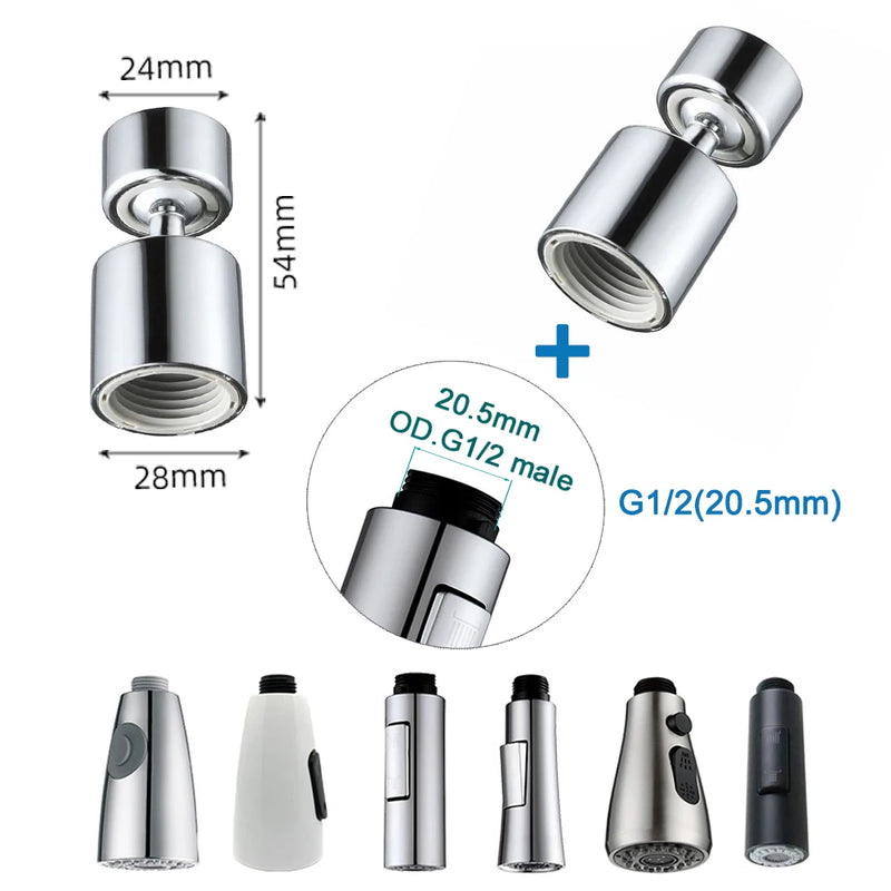 360° Rotary Kitchen Tap Connector Accessory Faucet Sprayer Replacement Connector Splashback Tap Head Fitting 24mm M24 MM Thread