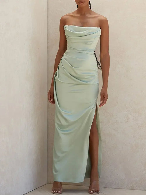 Satin Bodycon Kleid Damen Sommer Partykleid 2021 Neuheiten House of Cb Grünes Kleid Celebrity Abend Club Kleid Ohne Futter