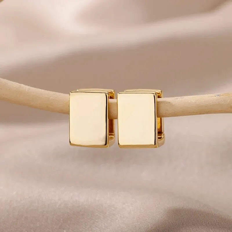 Geometric Square Hoop Earrings for Women Stainless Steel Gold Color Earrings 2024 Trend New In Piercing Jewelry Wedding Gift
