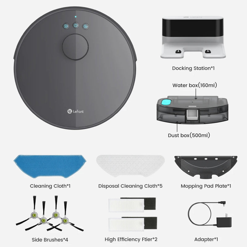 Lefant M1 LDS Robot Vacuum Cleaner with Multi Plane Mapping, 4000Pa Suction,Schedule, App/Alexa Control, for Pet Hair
