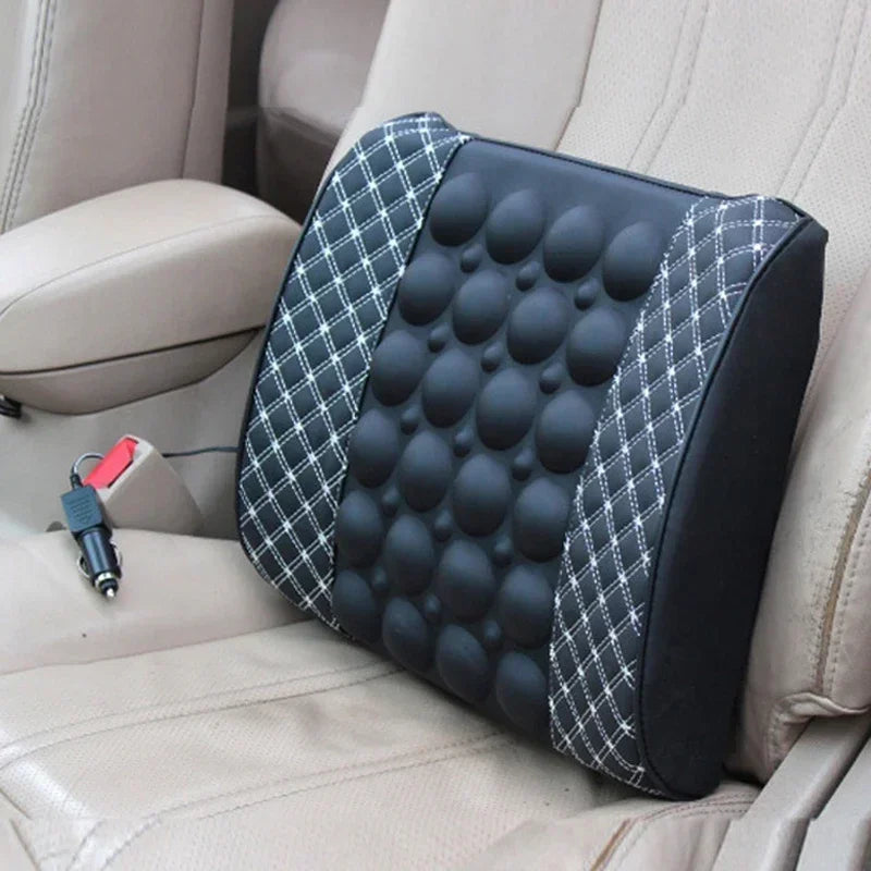 Car 12V Electric Massage Lumbar Cushion Space Memory Cotton Office Seat Support Rest Back Pillow Chair Waist Sofa Cushion