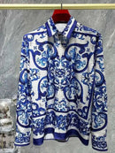 2025 men's European and American popular luxury fashion printed long sleeved shirt, high-quality and comfortable button up top