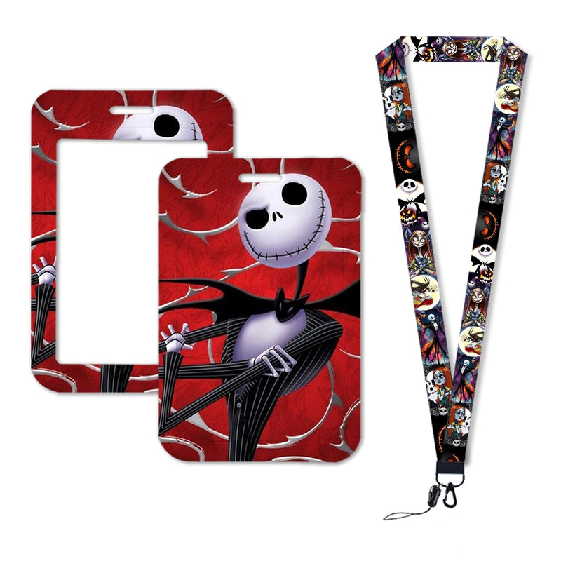 The Nightmare Before Christmas Jack Sally Lanyards Keychain Card Badge Holder ID Credit Card Pass Hang Rope Halloween Gift