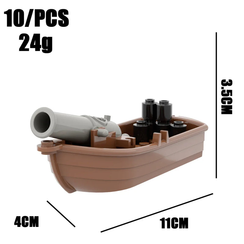 City Creativity Medieval Sailboats Drifting Raft Pirate Gunboat Desktop Ornaments Assemble Building Blocks Bricks Toys Gift