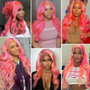 High Density 30 Inch Colored Body Wave 13x6 Hd pink lace front wig human hair Wig 13x4 Transparent Lace Frontal For Women Choice
