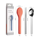 Portable Stainless Steel Cutlery Set, Suitable for Work, School, Picnic, Camping, Travel, Reusable Silicone Portable Cutlery Set