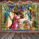 Christmas Tapestry Jesus Birth Manger Barn Wall Hanging Angel Easter Wall Decor Christ Tapestries Nativity Scene Room Decoration