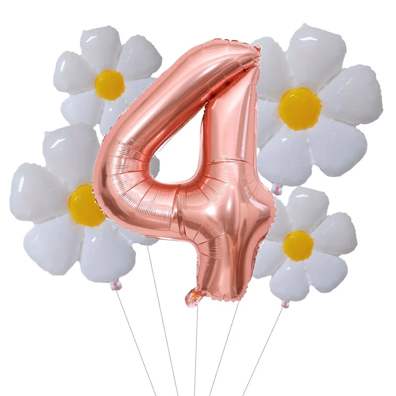 5Pcs Groovy One Party Balloons Set 32inch Rose Gold Number Balloon for First Birthday One Groovy Baby Daisy Party Decorations