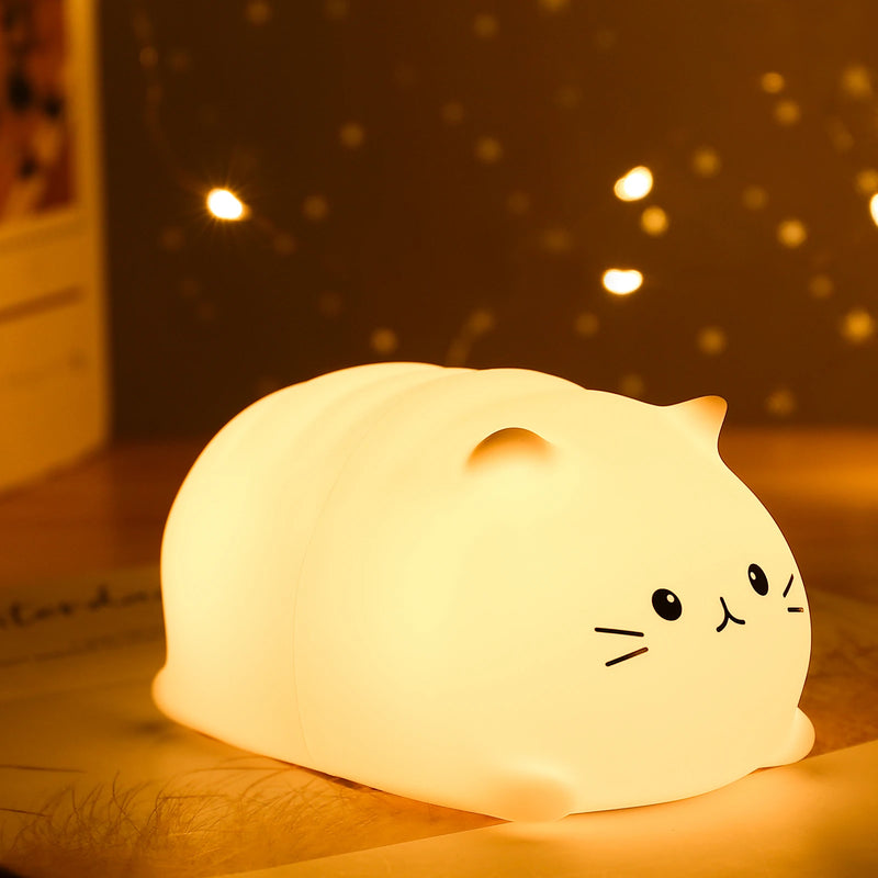 Kawaii Lampa Nightlights Colorful Color Changing Timing Nursing Lamp Cute Cat Night Light Christmas Gift Kid Child Baby Room Led