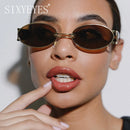Vintage Kleine Ovale Punk Sonnenbrille Damen Herren Steampunk Fashion Metallrahmen Sonnenbrille Trendige Shades für Strand Y2K Brille