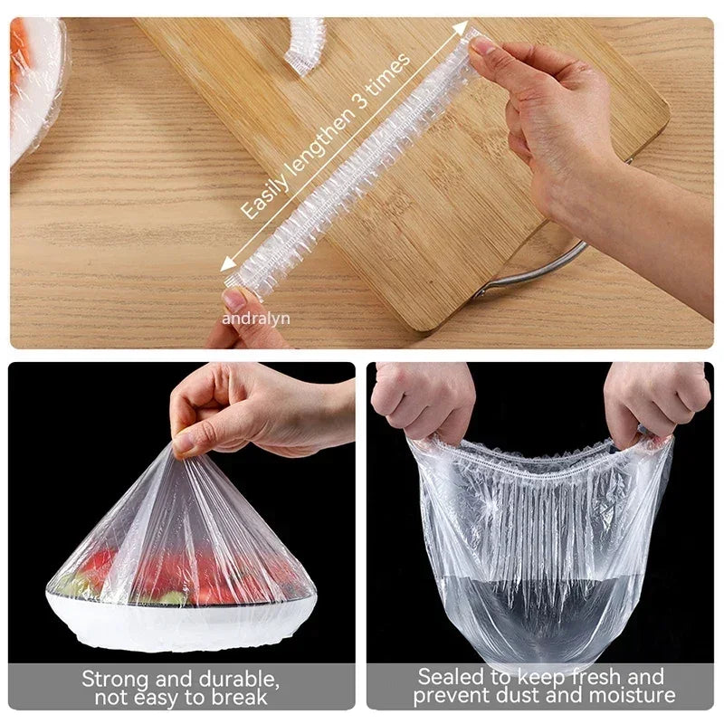 Reusable Disposable Food Cover Plastic Wrap Durable Elastic Food Lids for Bowls Elastic Plate Covers For Kitchen Food Saver Bags