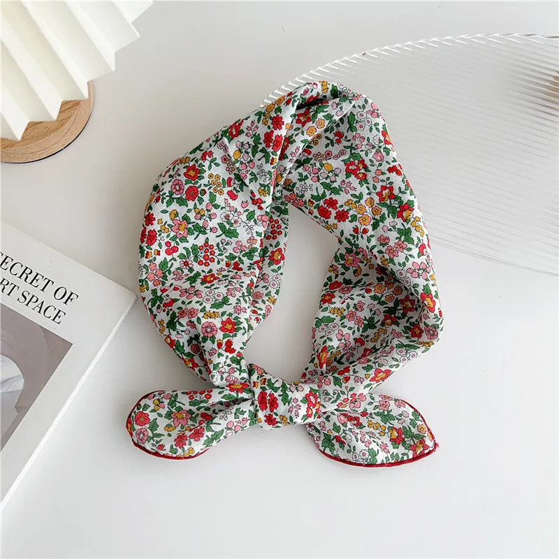 Approx 55cm Cotton Linen Square Scarf Neckerchief Spring Autumn Scarves Neck Scarf Turban Bandanas Headband Decoration for Women