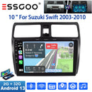 ESSGOO 10" 2DIN Android 13 Carplay Car Stereo Radio For Suzuki Swift 2003-2010 GPS Navigation FM WiFi BT RDS Multimedia Player ﻿