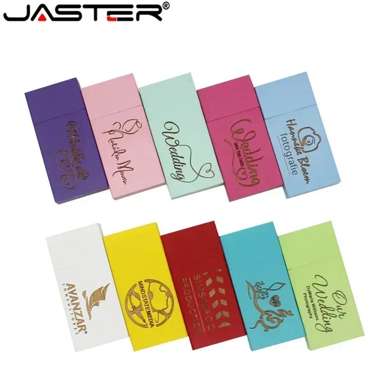 JASTER LOGO Personality Wooden Colorful Block USB Flash Drive Creative Gift U Disk Pendrive 4G 16GB 32GB 64GB Wood Memory Stick