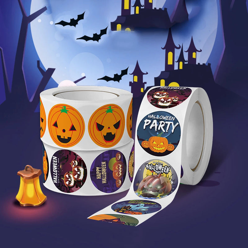 500Pcs Halloween Stickers Funny Pumpkin Emote Ghost Paper Stickers for Gift Packing Bag Sealing Labels Halloween Decoration 2024