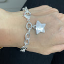 Classic Jewelry  925 Sterling Silver Color  Bracelet Star Charm  for Women Men Silver Link Chain Bracelet