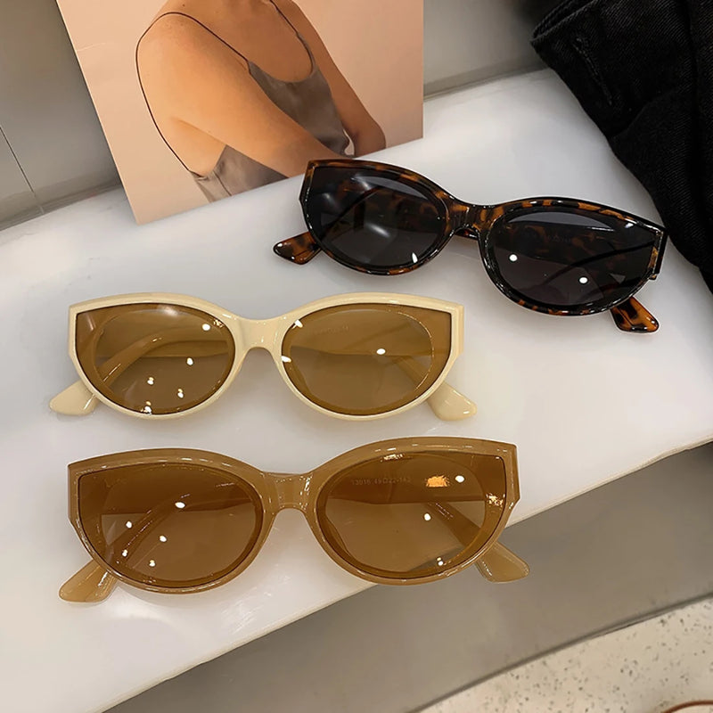 Cat Eye New Oval Sunglasses Personalized Vintage Fashion Trendy Female Shades Popular Brand Designer Eyewear for Ladies Lentes