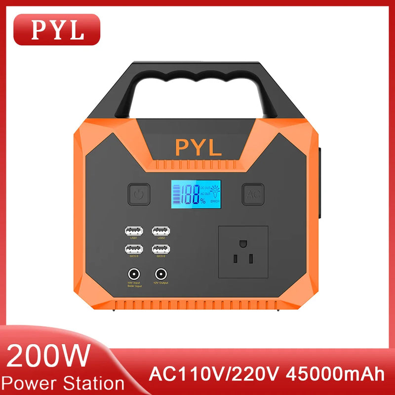 200W Portable Power Station Solar Generator 45000mAh 110V Emergency Charging External Battery Power Supply for Outdoor Camping