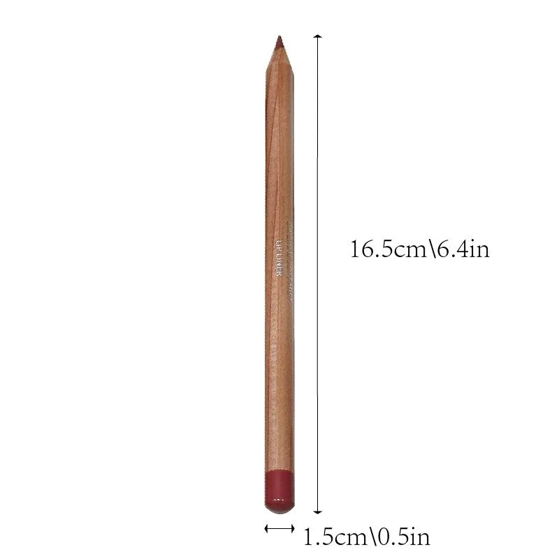 Matte Lipliner Wood Pencil Waterproof Velvet Brown Red Lip Contour Pen Lip Liner Lipstick Lasting Non-stick High Pigment 12Color