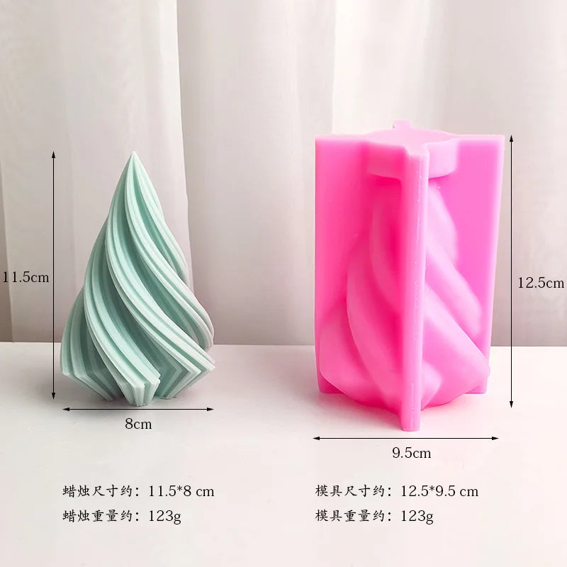 Large Rotating Conical Candle Mold DIY Christmas Tree Geometric Striped Candle Gypsum Making Silicone Mold Home Decor Gifts