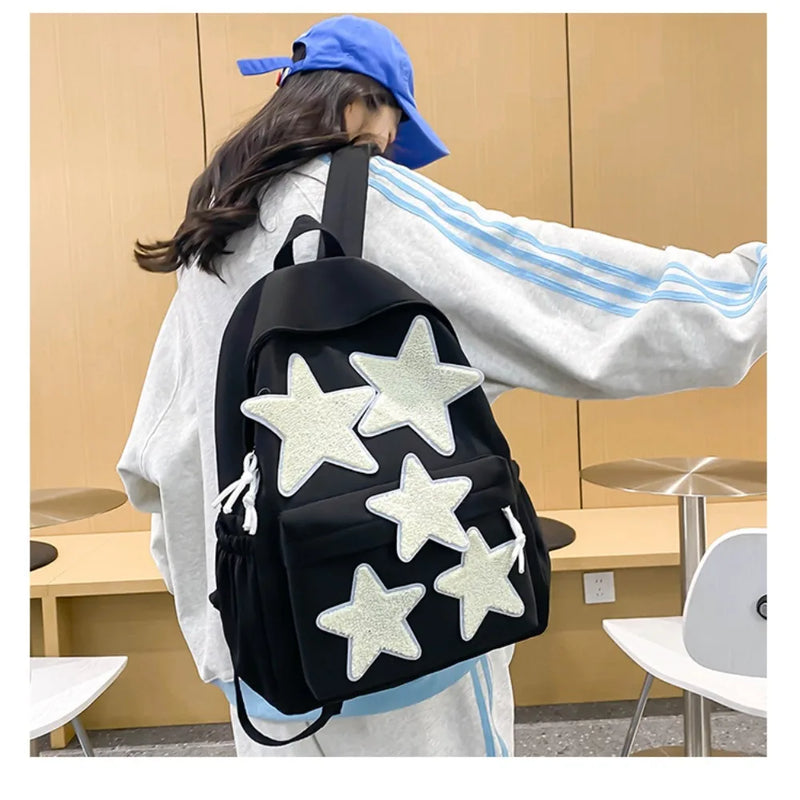 Waterproof School Backpack Fashion Stars Large Capacity Computer Backpack Nylon Shoulder Bags