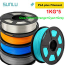 SUNLU 5KG 3D Filament PLA/PLA PLUS/PETG/ABS Filamnet 1.75mm 5Roll 1KG Neatly Wound 3D Printer Filament for 3D Printer
