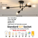 Vintage Black Ceiling Light, E27 Retro Interior Pendant , Modern Chandelier for Living Room, Bedroom, Dining Room, Kitchen [No B