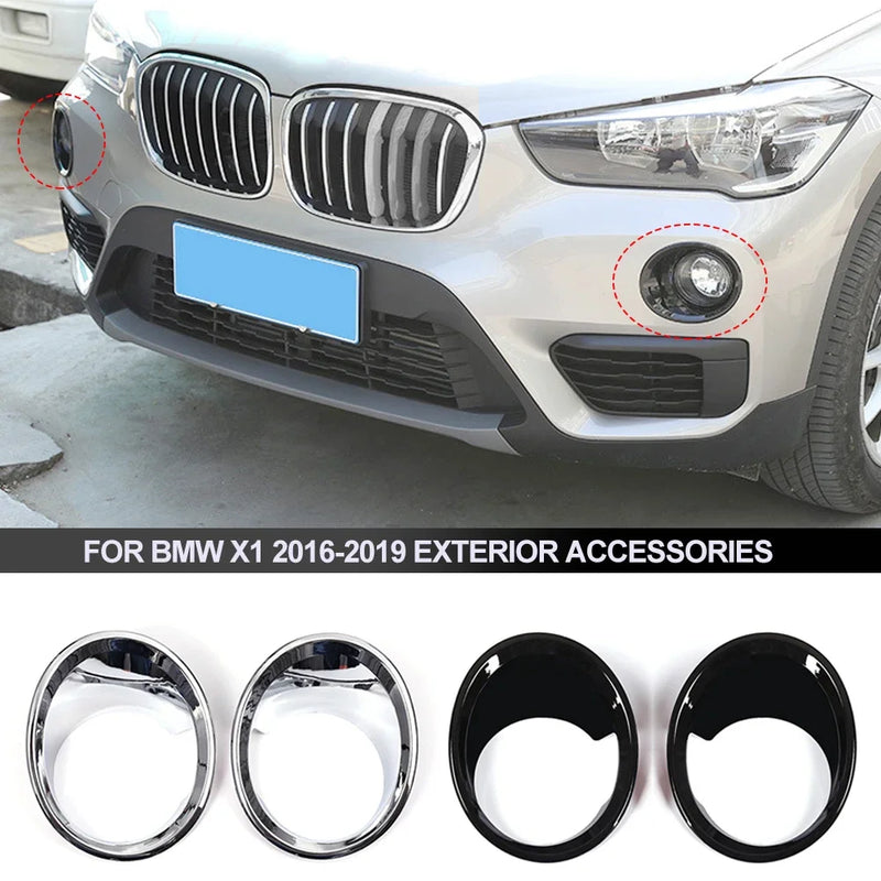 ABS Carbon Fiber 2pcs Car Styling Front Fog Light Frame Lamp Ring Cover Trim for BMW X1 F48 2016-2019 Car Exterior Accessories