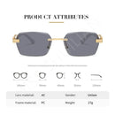 2024 Rimless Sunglasses Personality Square Frameless Ocean Lens Eyeglasses Gradient Gafas De Sol Women Men UV400 Shade Eyewear