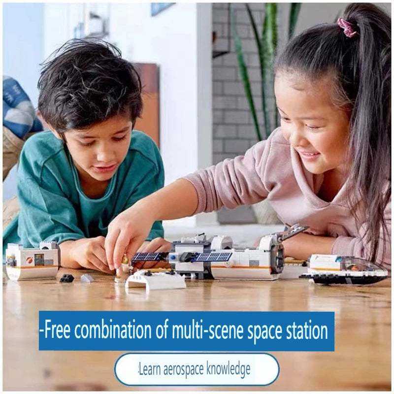 City Series Building Blocks Lunar Space Station Space Shuttle Astronauts Assembled Lab Children's Toy Gifts satellite satellite