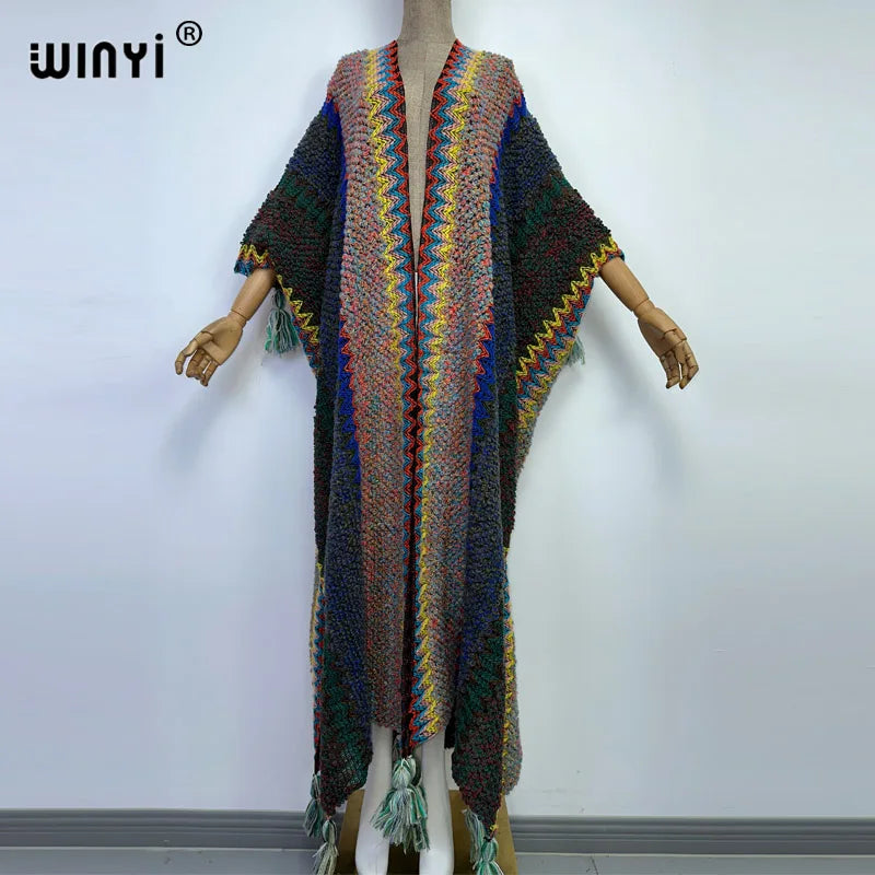 WINYI woman Winter Knitted cardigan coat Loose Christmas Fashion hipster party dress Thick Warm free size Female cloke overcoat